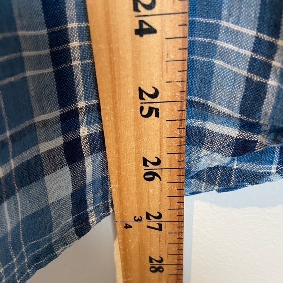 Lauren Ralph Lauren Women's Linen Button Down Shirt Size M Blue Roll Tab Sleeve - Picture 7 of 8